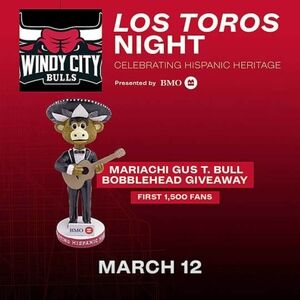 Windy City Bulls Hispanic Heritage Night Gus T. Bull Mariachi Bobblehead 3/12/26